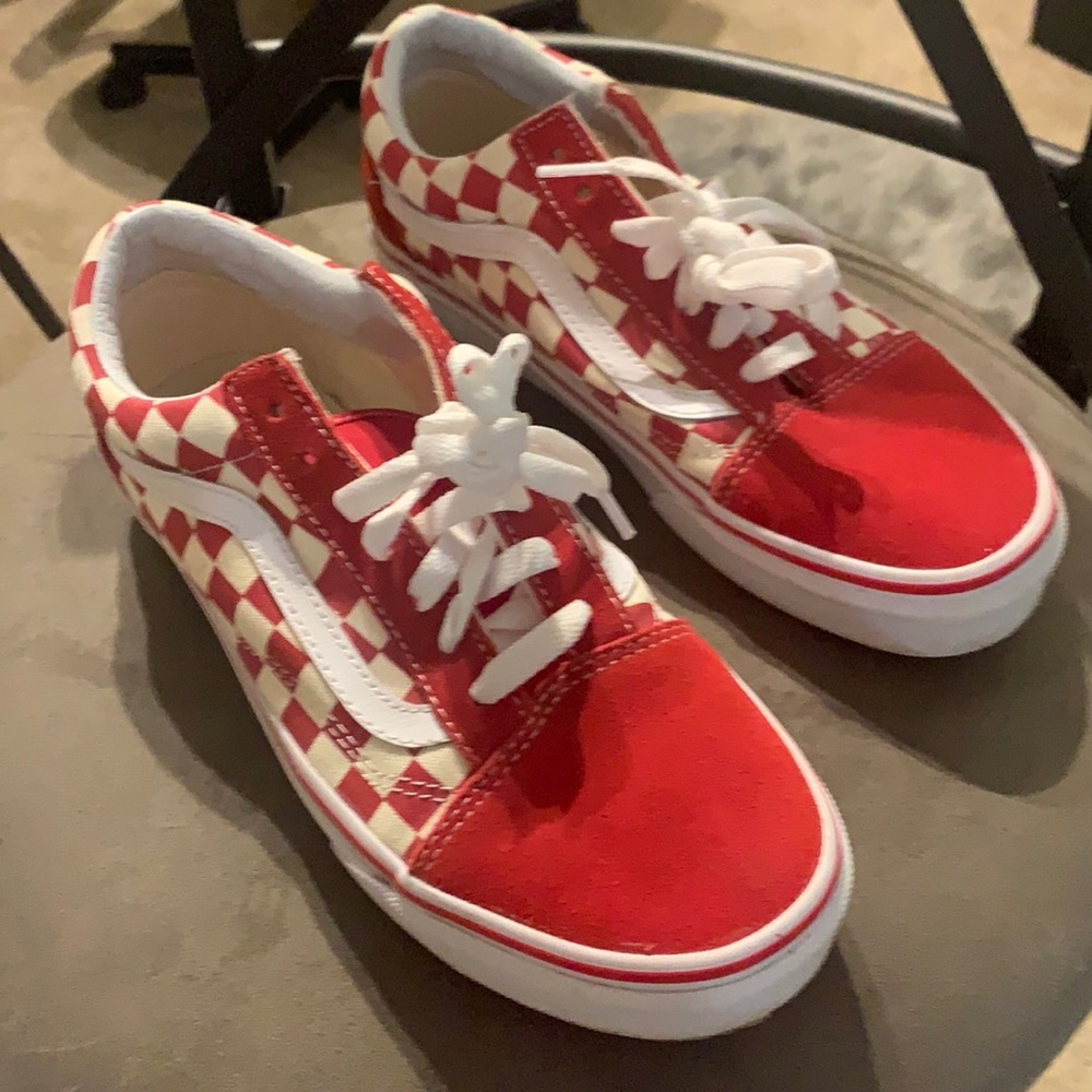 Red checkered vans, used a few times